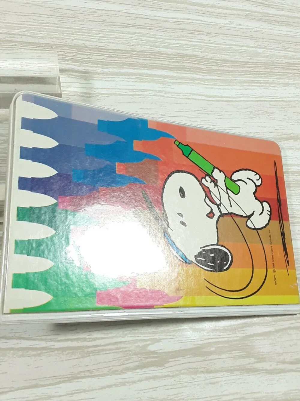 Vtg SNOOPY Notepad Folder 8.5x5.5 Hard Cover Note Paper Peanuts school supplies